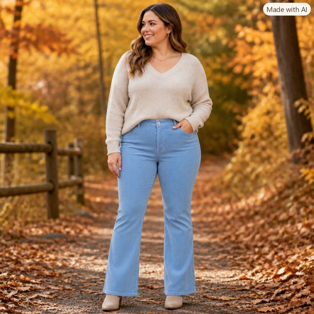 Divided Pale Blue Corduroy Flare Jeans | Size 12 | Retro Y2K